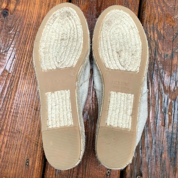 J. Crew Italy Golden Shimmer Tan Canvas Lace-up Espadrilles Sneaker Womens 11 - Picture 7 of 8